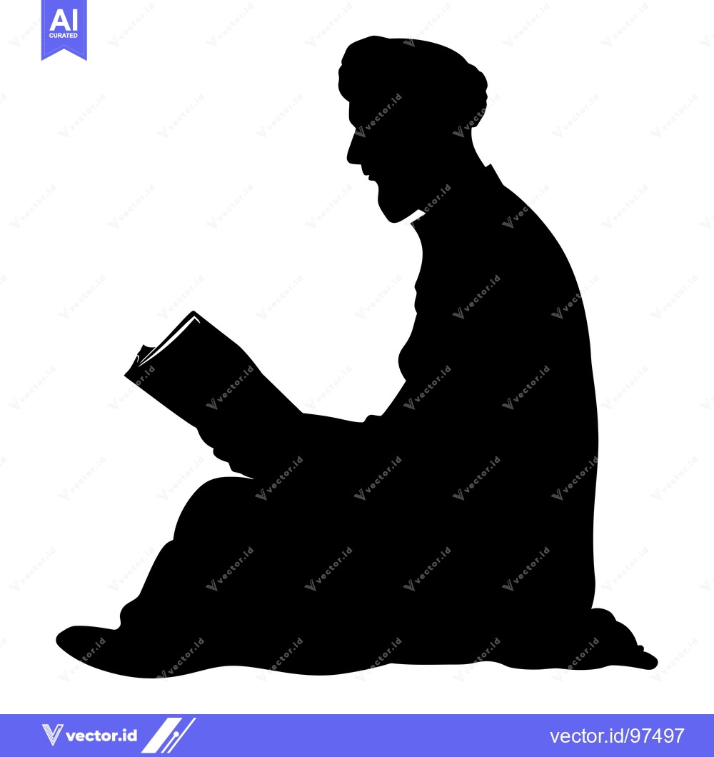Premium Vector dari Silhouette of a Person Sitting and Reading a Book