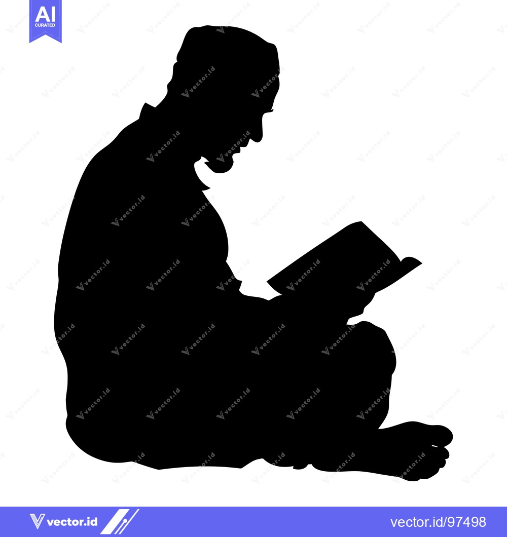 Premium Vector of Silhouette of a Man Sitting and Reading a Book