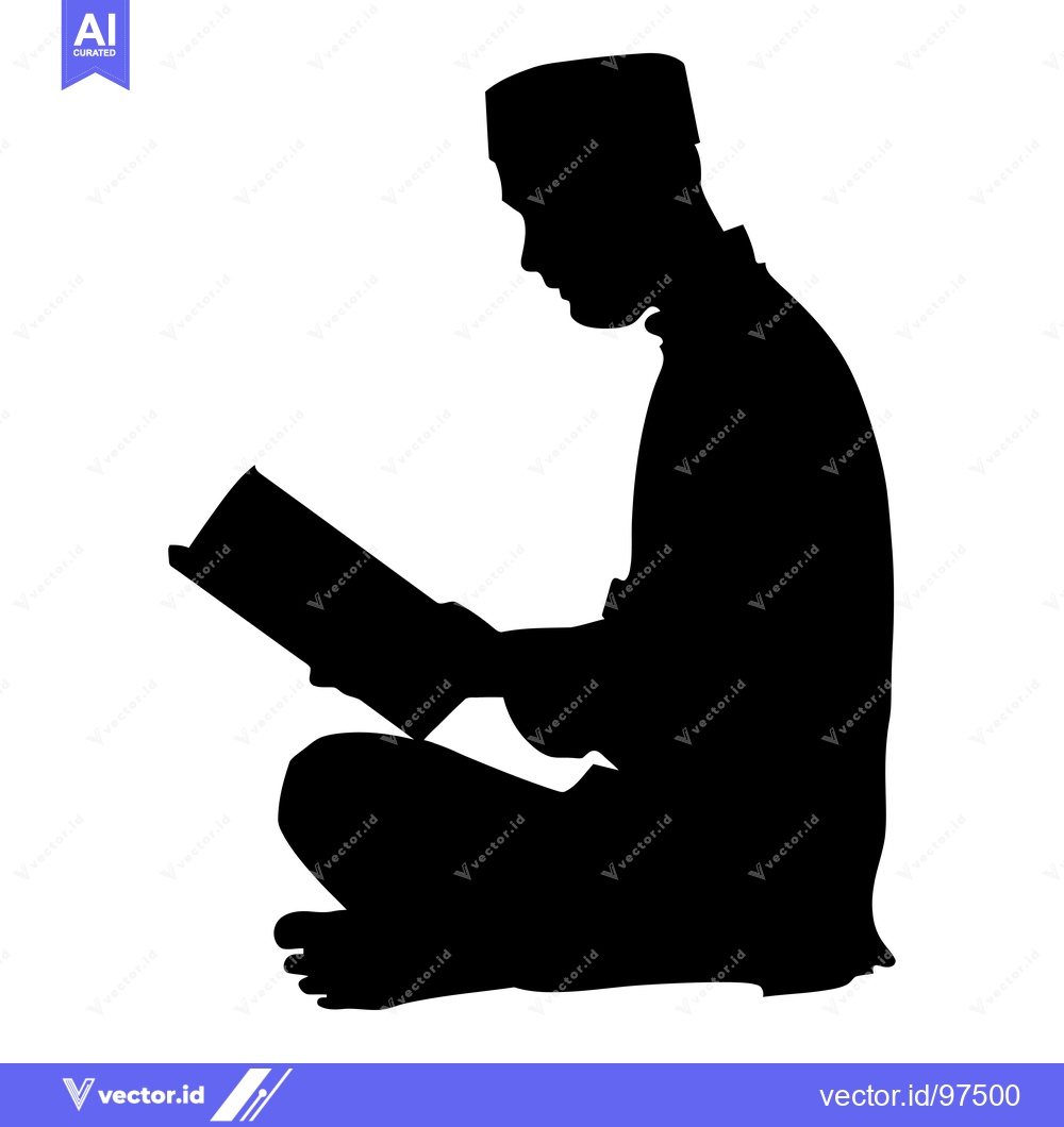 Premium Vector of Silhouette of a Man Reading a Book While Seated