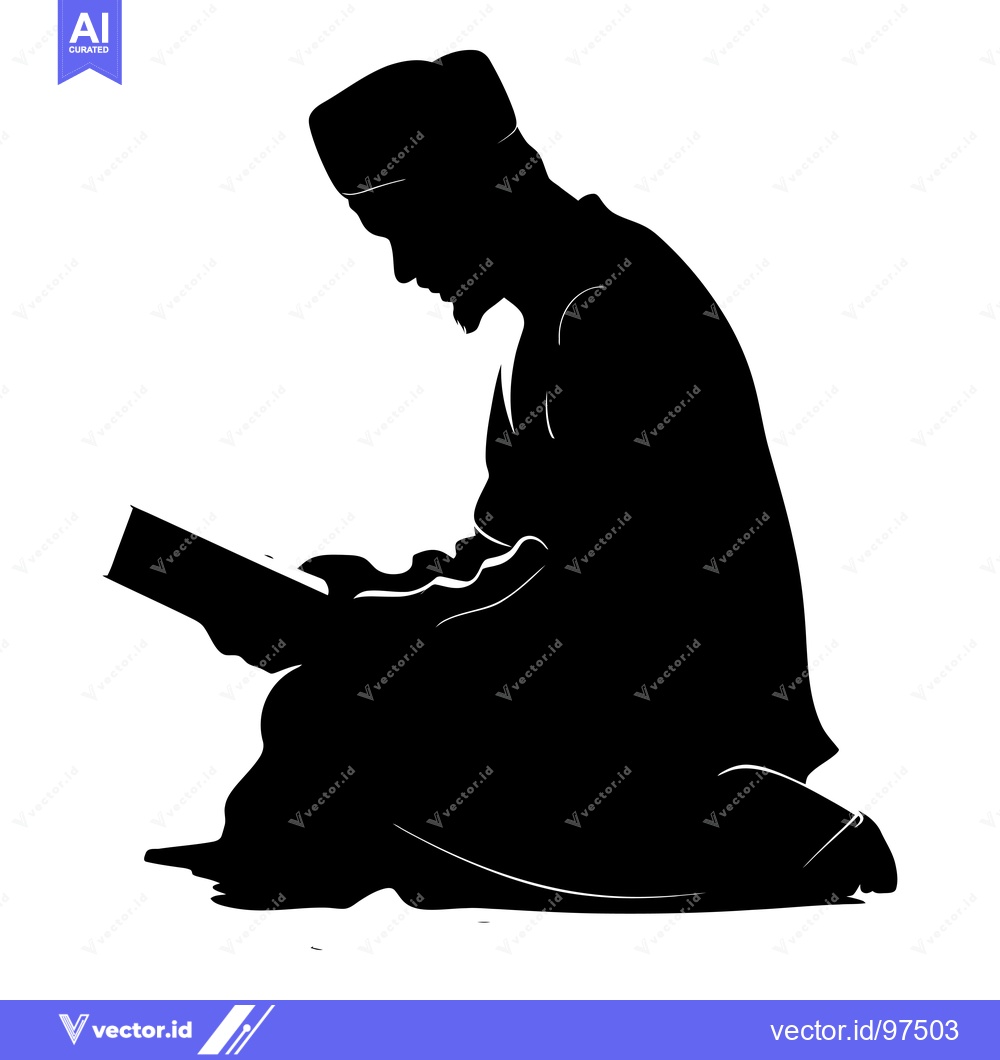 Premium Vector dari Silhouette of a Muslim Man Reading a Book
