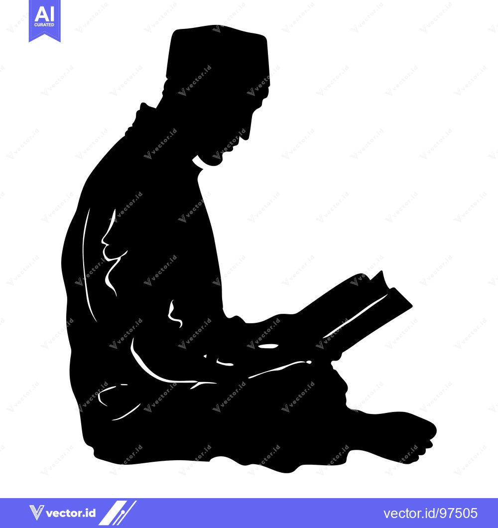 Premium Vector of Silhouette of a Man Reading a Book While Seated