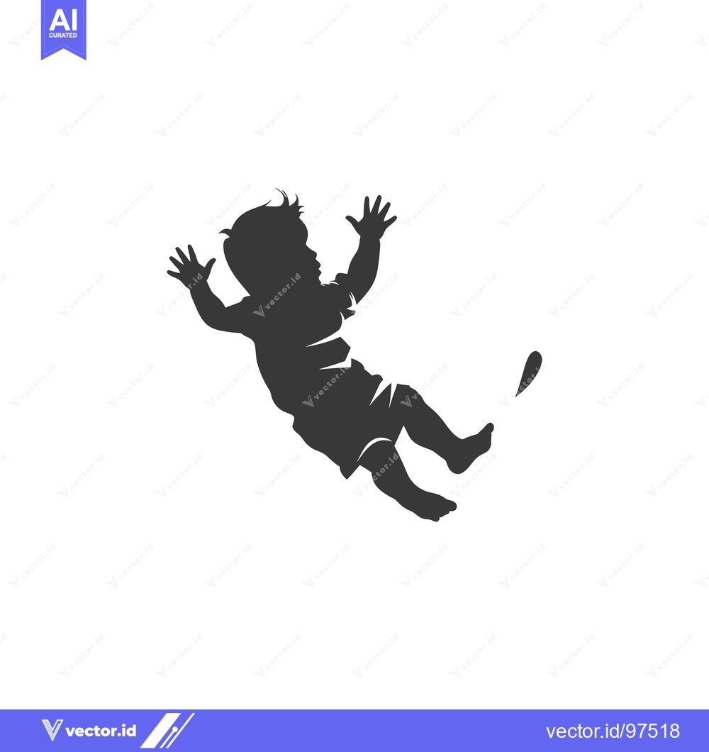 Premium Vector dari Silhouette of a Baby Falling Down with Arms and Legs Outstretched