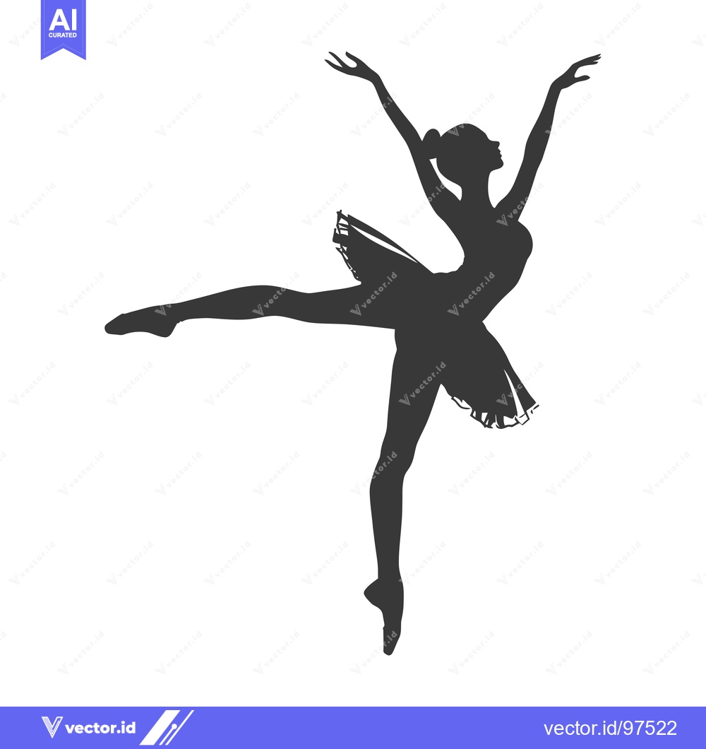 Premium Vector dari Silhouette of a ballerina in a tutu, posing gracefully with arms exten