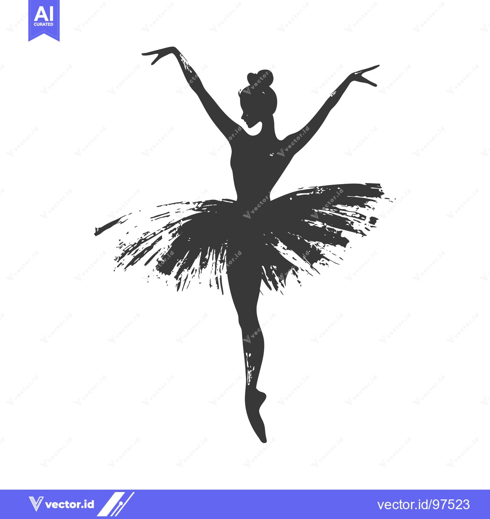 Premium Vector dari Silhouette of a ballerina in a tutu with arms outstretched