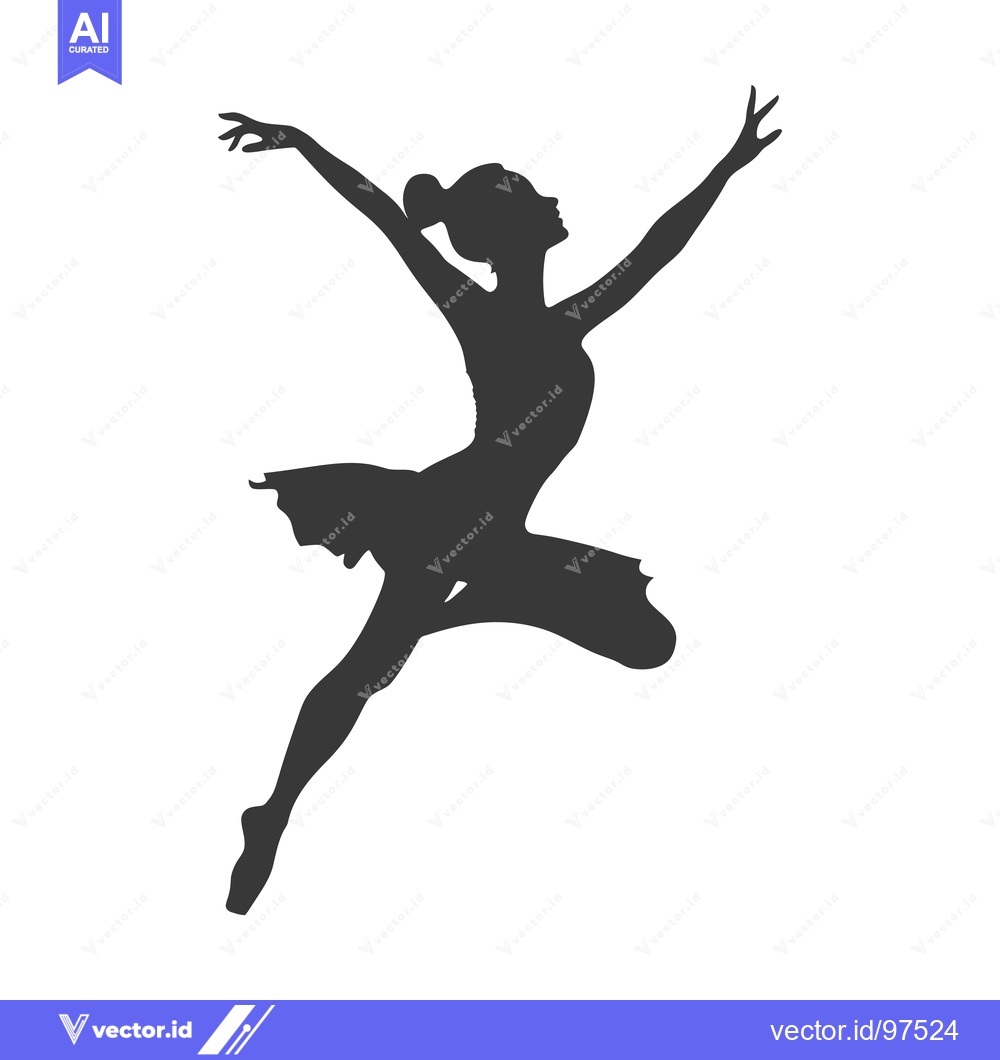 Premium Vector of Silhouette of a ballerina in mid-air performing a leap