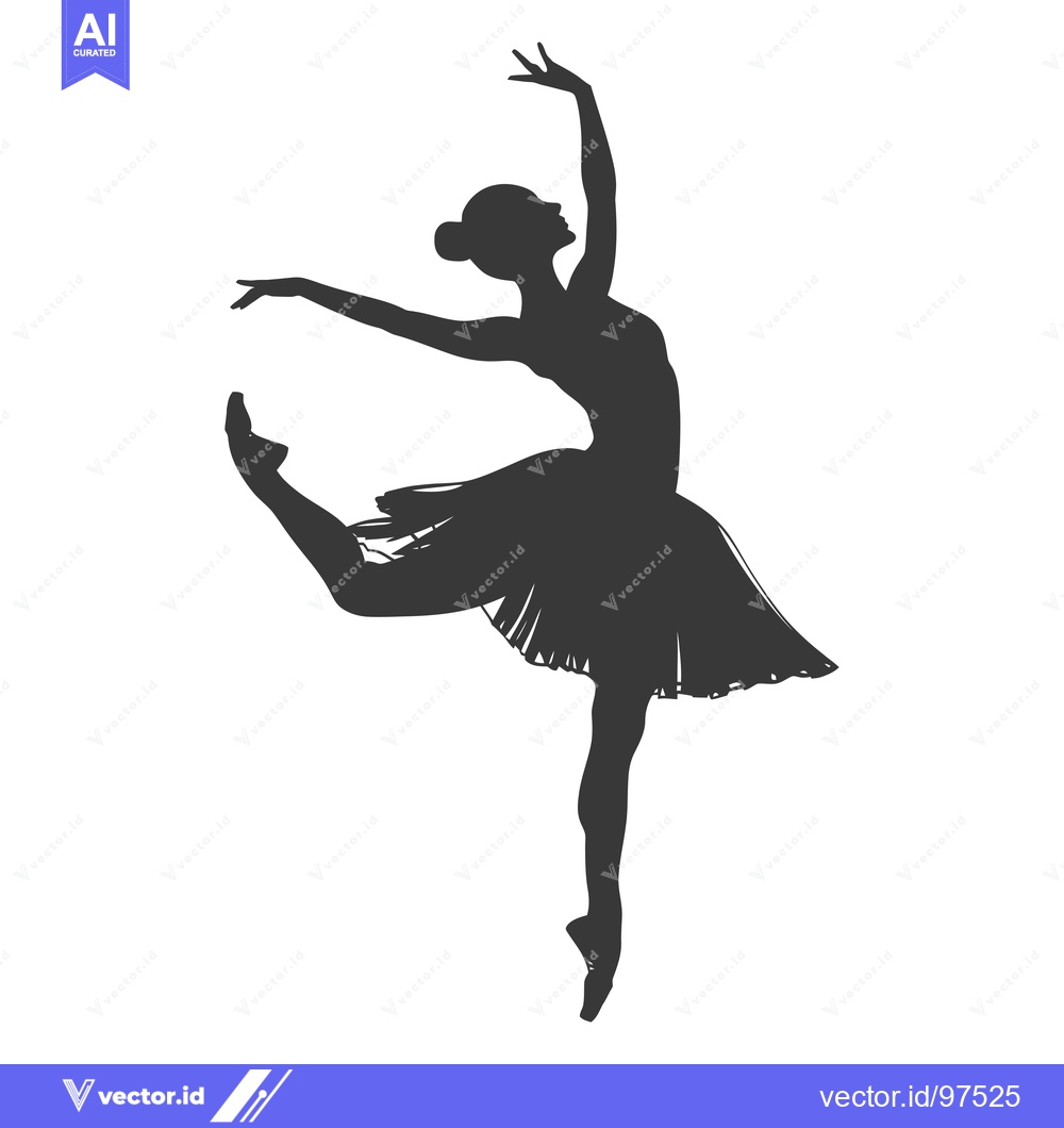 Premium Vector dari Silhouette of a ballerina in mid-pose with her leg extended