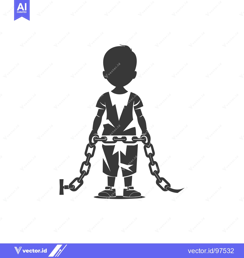 Premium Vector of Silhouette of a boy breaking free from chains