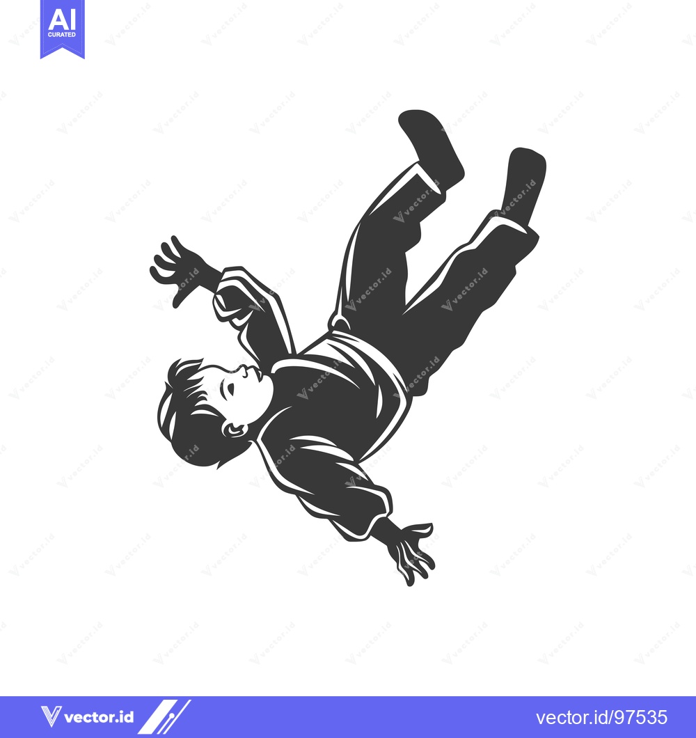 Premium Vector dari Silhouette of a Boy Falling Backwards