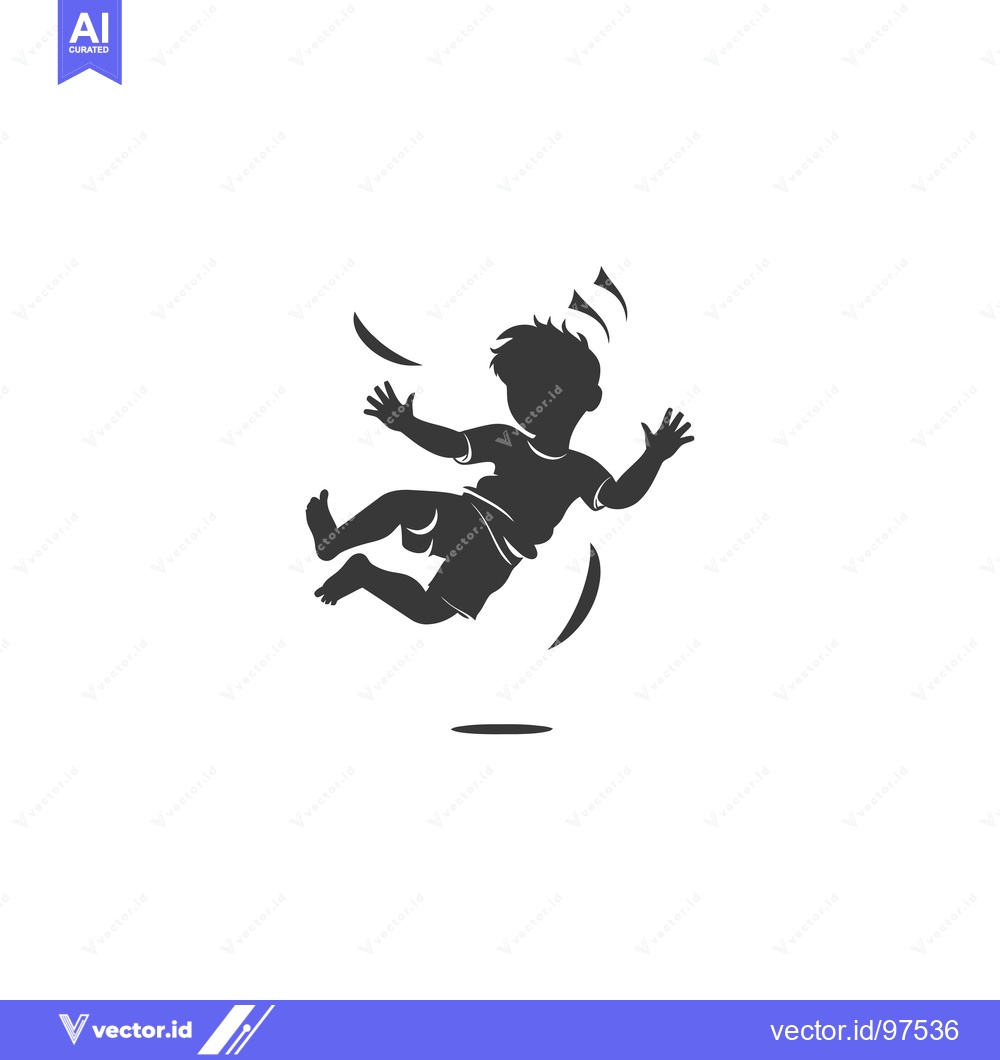 Premium Vector of Silhouette of a Boy Falling Through the Air