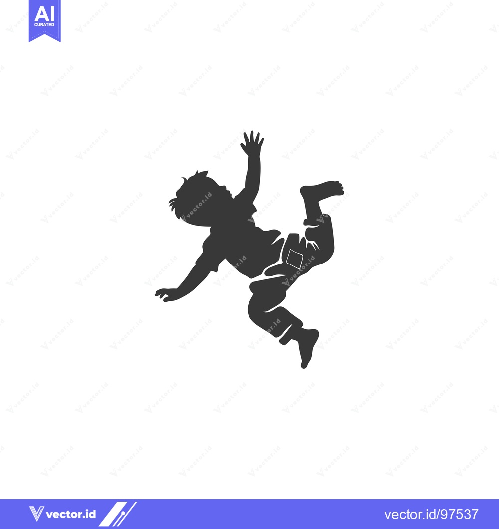 Premium Vector of Silhouette of a Boy Falling With Arms Outstretched