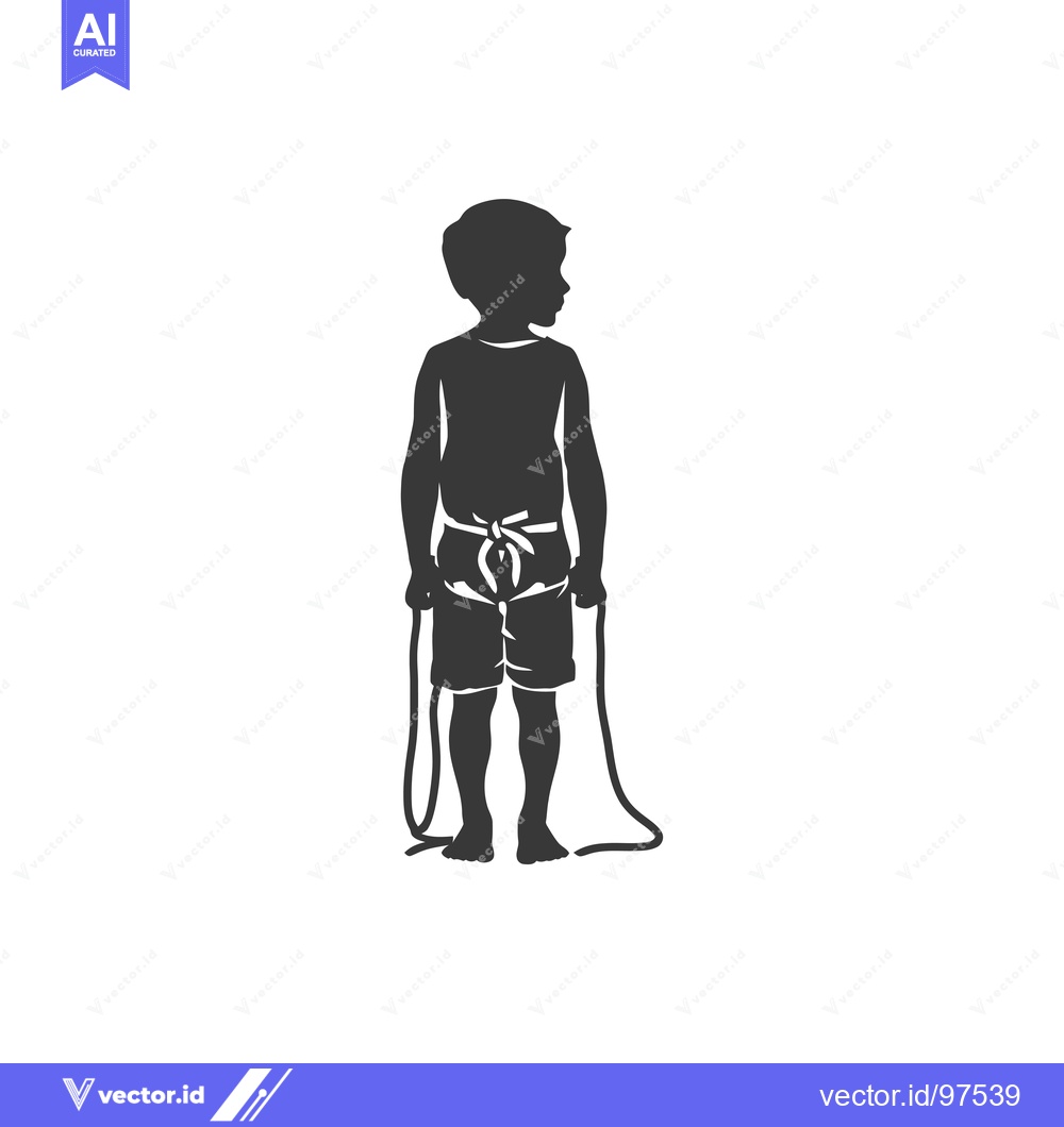 Premium Vector of Silhouette of a Boy Holding a Jump Rope