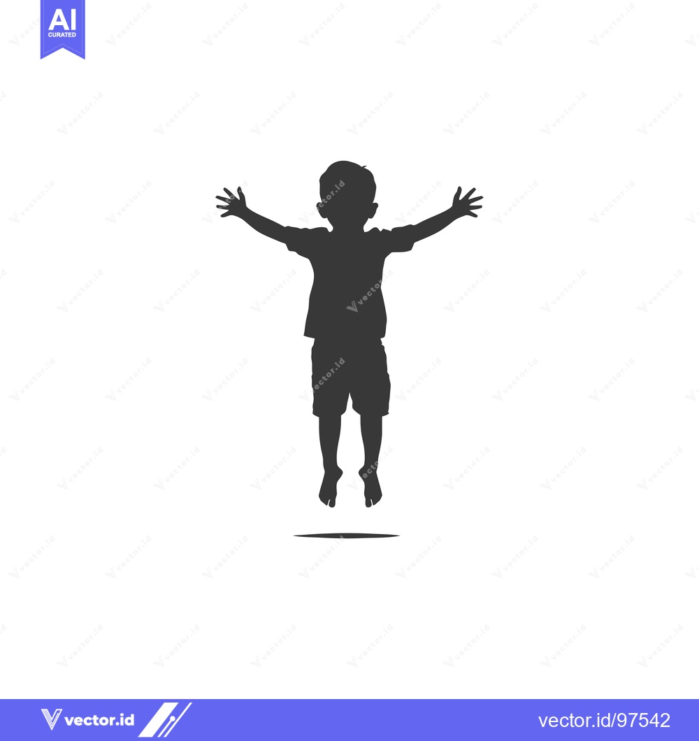 Premium Vector dari Silhouette of a Boy Jumping with Arms Outstretched