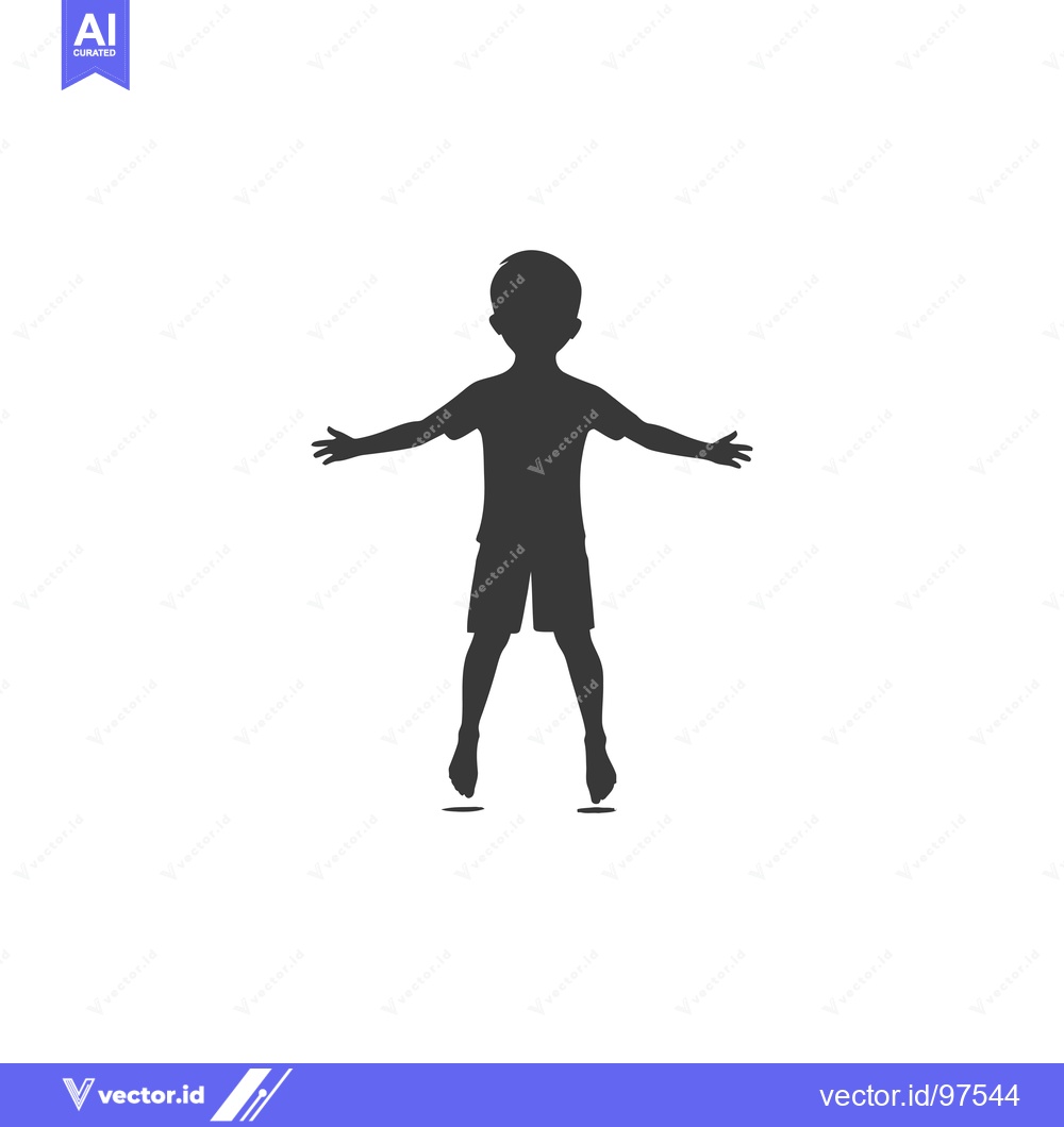 Premium Vector dari Silhouette of a Boy Jumping with Arms Outstretched