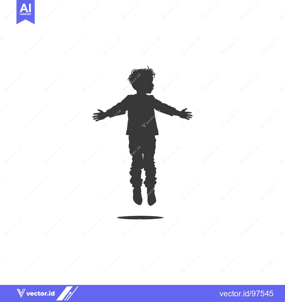 Premium Vector dari Silhouette of a boy jumping with arms outstretched