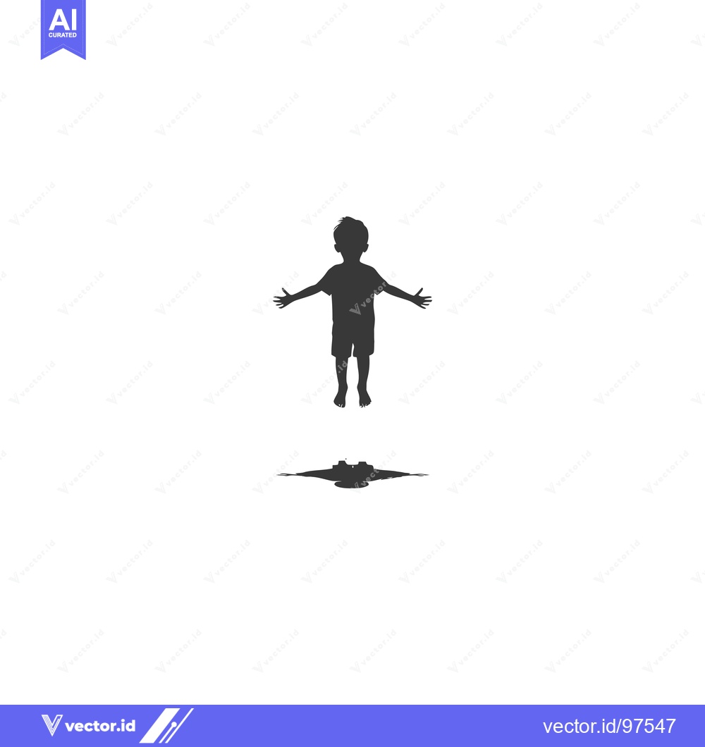 Premium Vector dari Silhouette of a boy jumping with outstretched arms