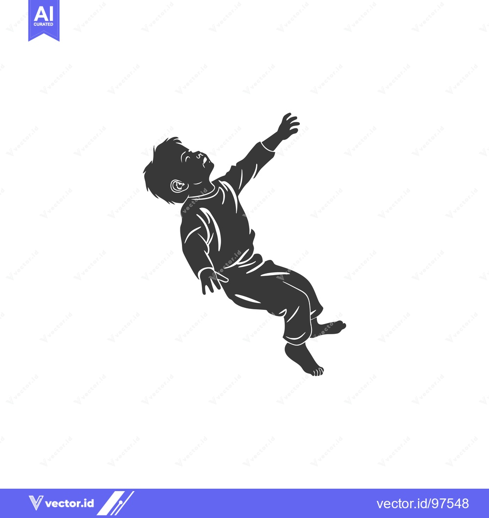 Premium Vector dari Silhouette of a Boy Looking Up with One Arm Raised