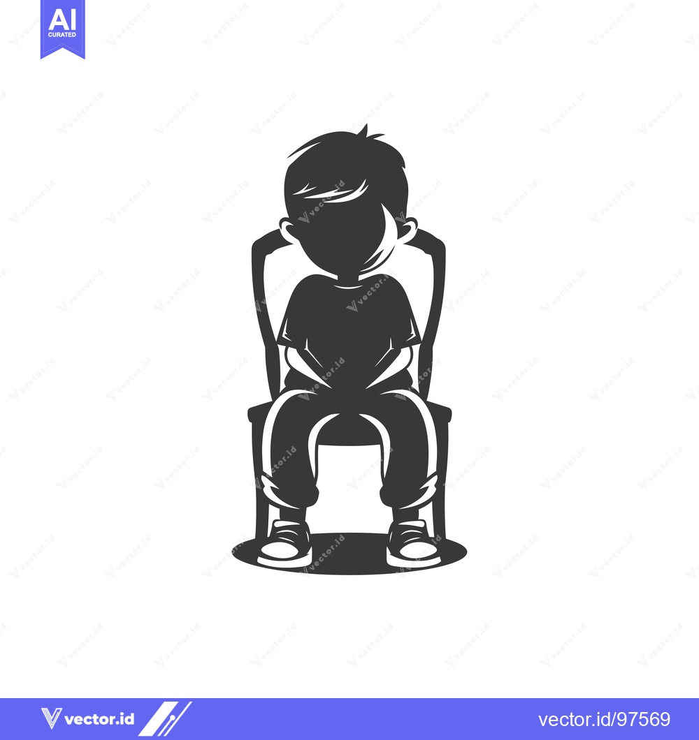 Premium Vector of Silhouette of a Boy Sitting on a Chair