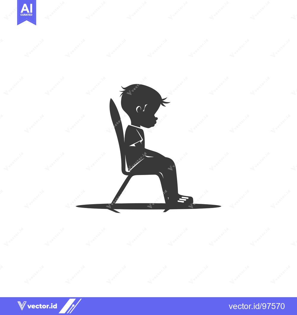Premium Vector of Silhouette of a Boy Sitting on a Chair