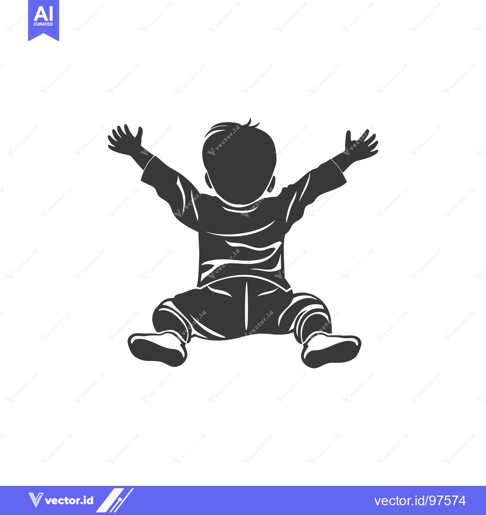 Premium Vector dari Silhouette of a Boy Sitting With Arms Outstretched