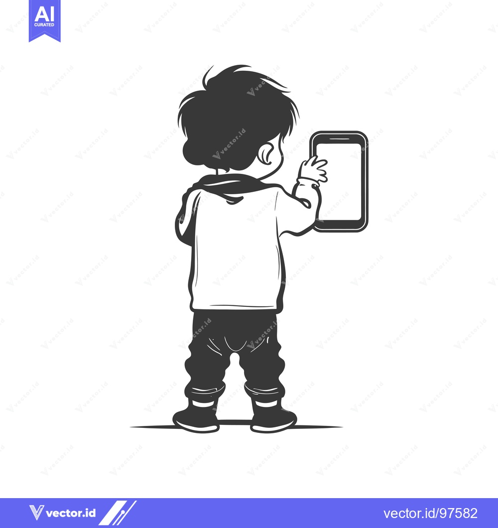 Premium Vector dari Silhouette of a Boy Using a Smartphone