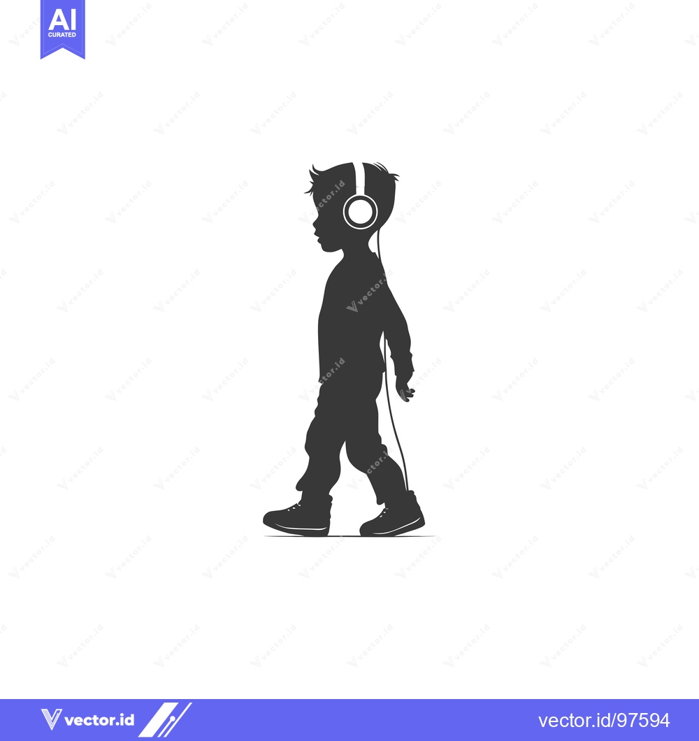 Premium Vector of Silhouette of a Boy Walking with Headphones