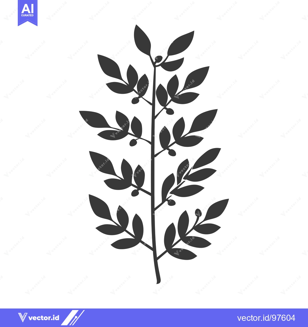 Premium Vector of Silhouette of a Branch with Leaves and Berries