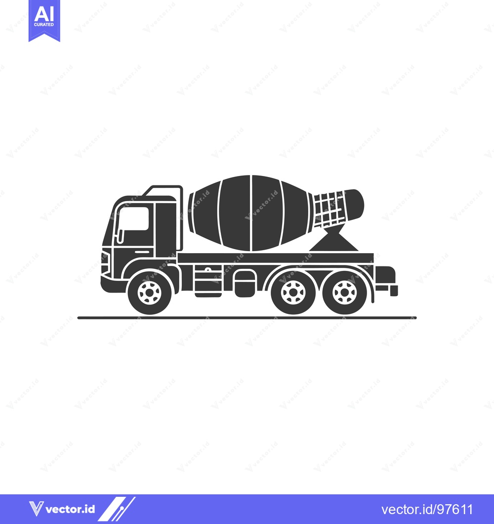 Premium Vector of Silhouette of a Cement Mixer Truck