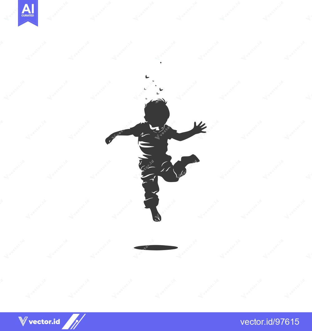 Premium Vector of Silhouette of a child diving headfirst into water