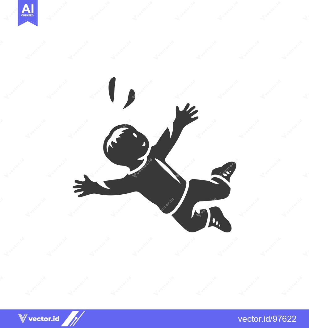 Premium Vector of Silhouette of a Child Falling with Arms Outstretched