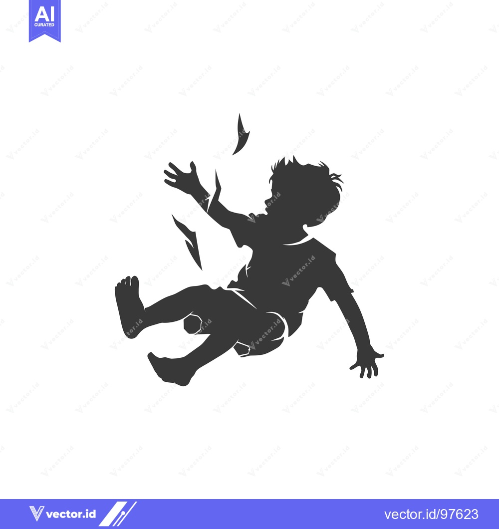 Premium Vector dari Silhouette of a Child Falling with Fearful Expression