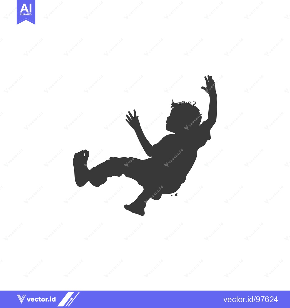 Premium Vector of Silhouette of a child falling with outstretched arms