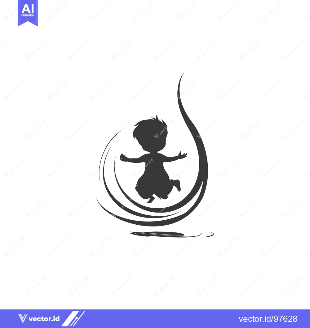 Premium Vector dari Silhouette of a Child Jumping into a Water Drop