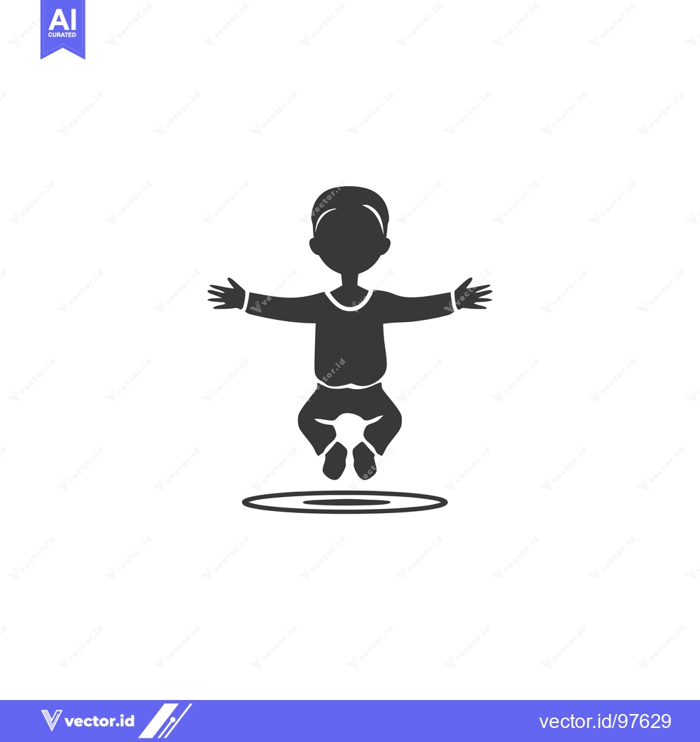 Premium Vector dari Silhouette of a child jumping on a trampoline