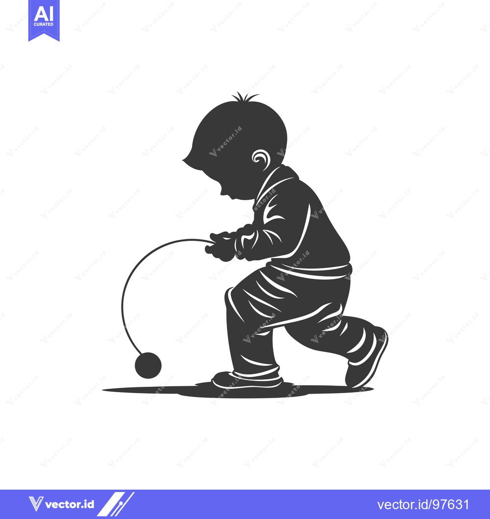 Premium Vector dari Silhouette of a Child Playing with a Yo-Yo