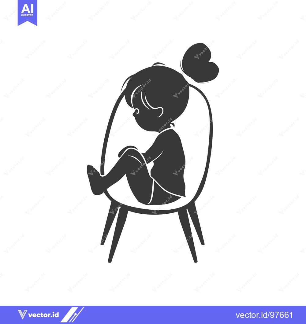 Premium Vector dari Silhouette of a Child Sitting in a Chair with a Heart Above Their Head