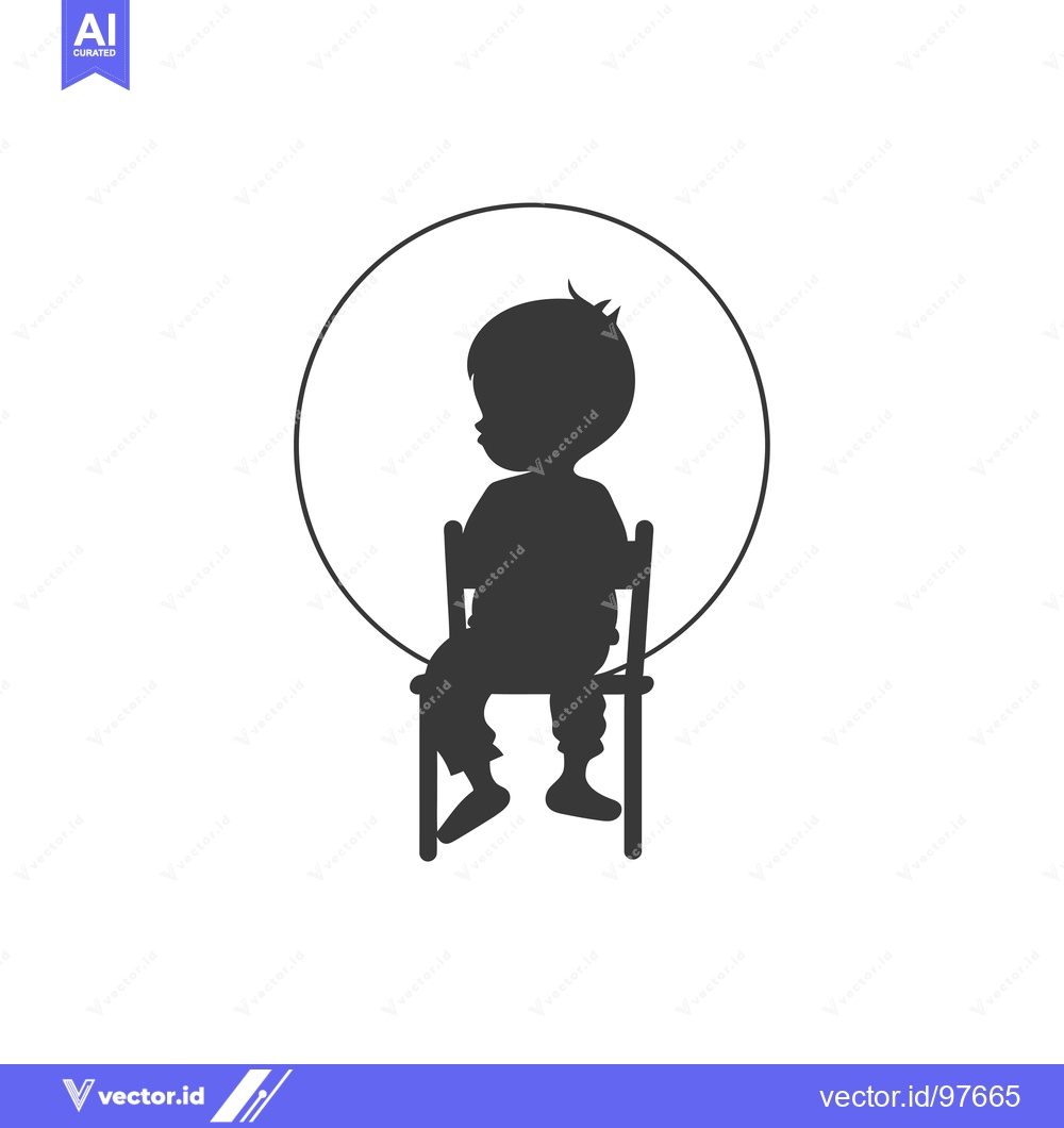 Premium Vector dari Silhouette of a Child Sitting on a Chair in a Circle