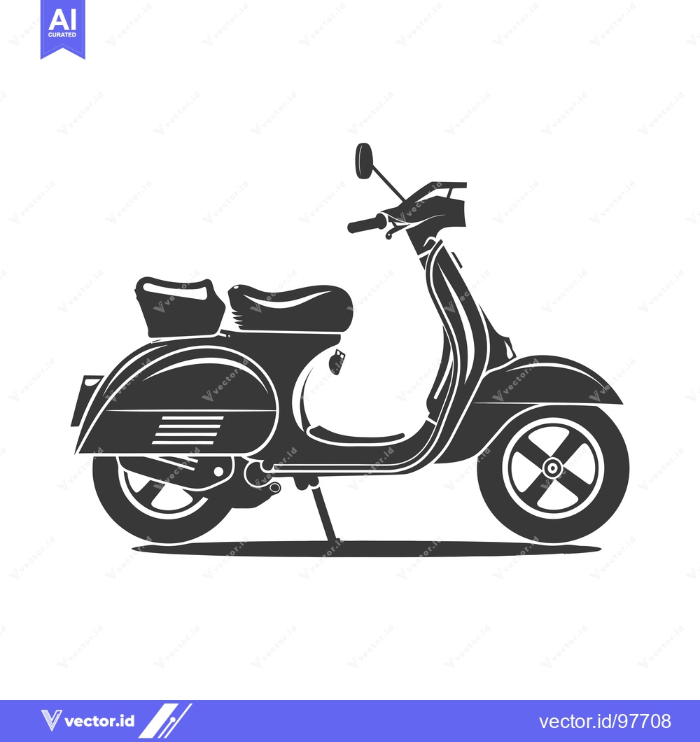 Premium Vector dari Silhouette of a Classic Vintage Scooter