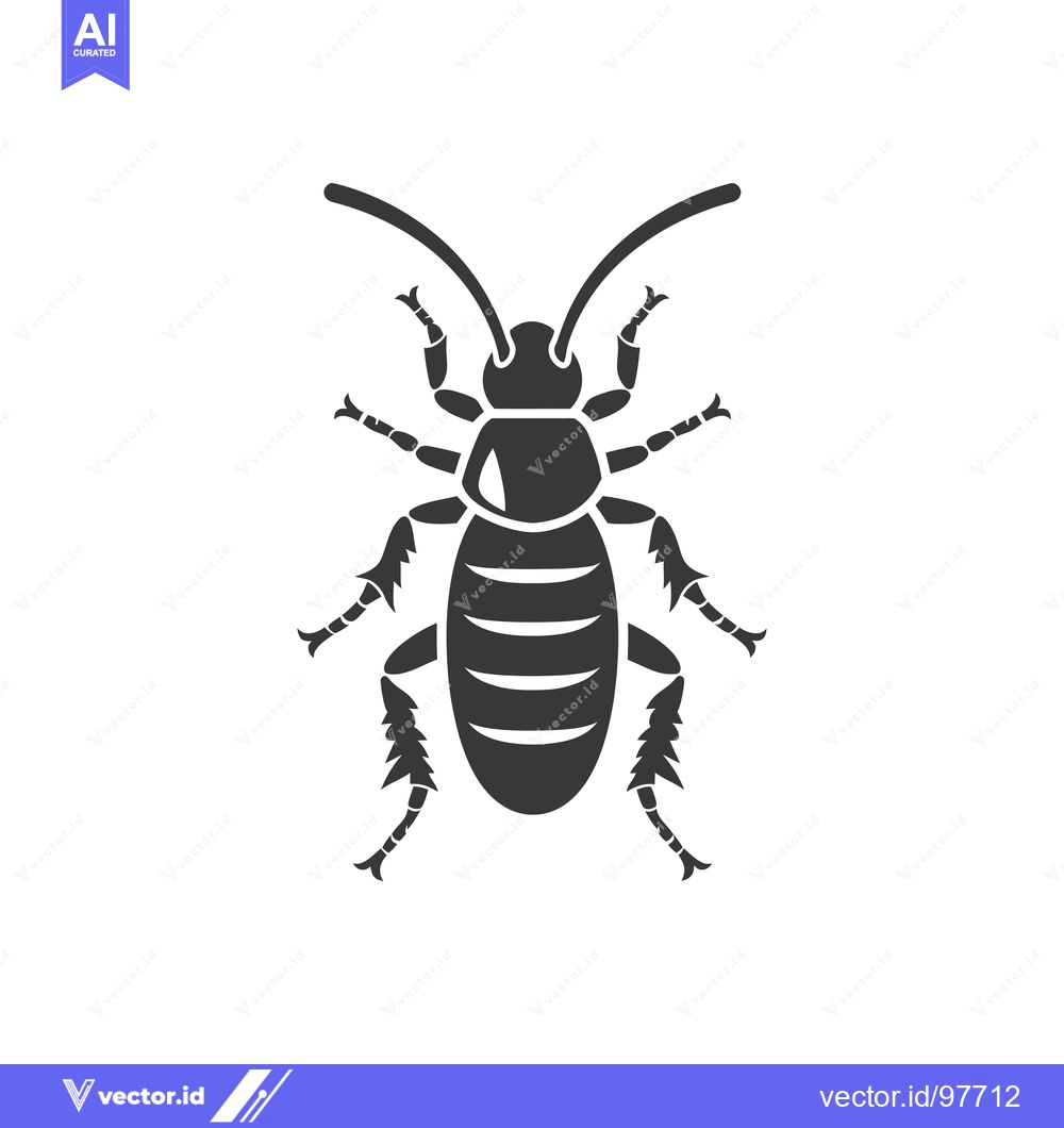 Premium Vector dari Silhouette of a Cockroach with Six Legs and Antennae