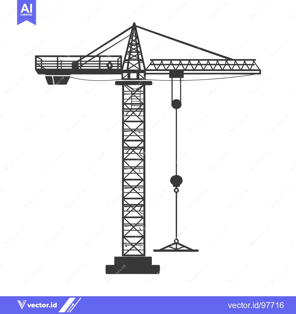 Premium Vector dari Silhouette of a construction crane with a hook