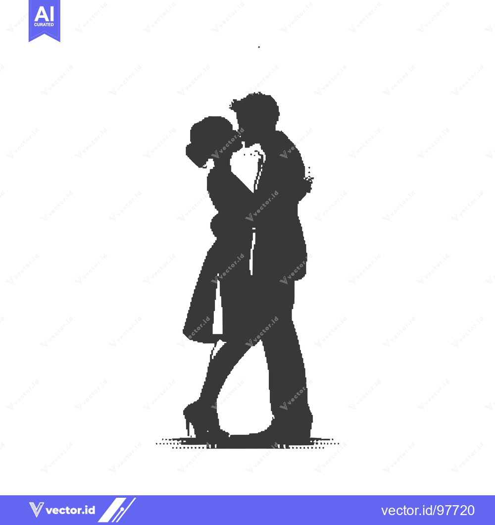 Premium Vector of Silhouette of a Couple Embracing and Kissing