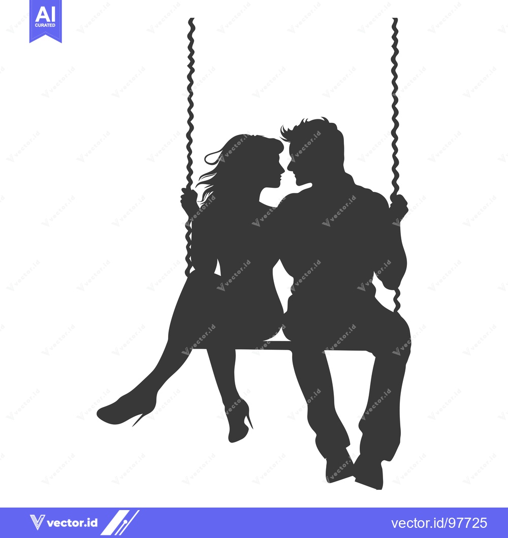 Premium Vector dari Silhouette of a couple gazing at each other while sitting on a swing