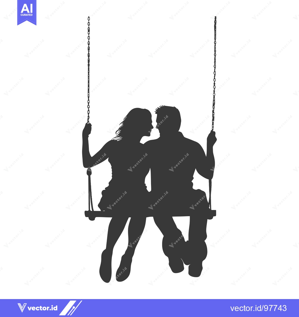 Premium Vector of Silhouette of a Couple on a Swing