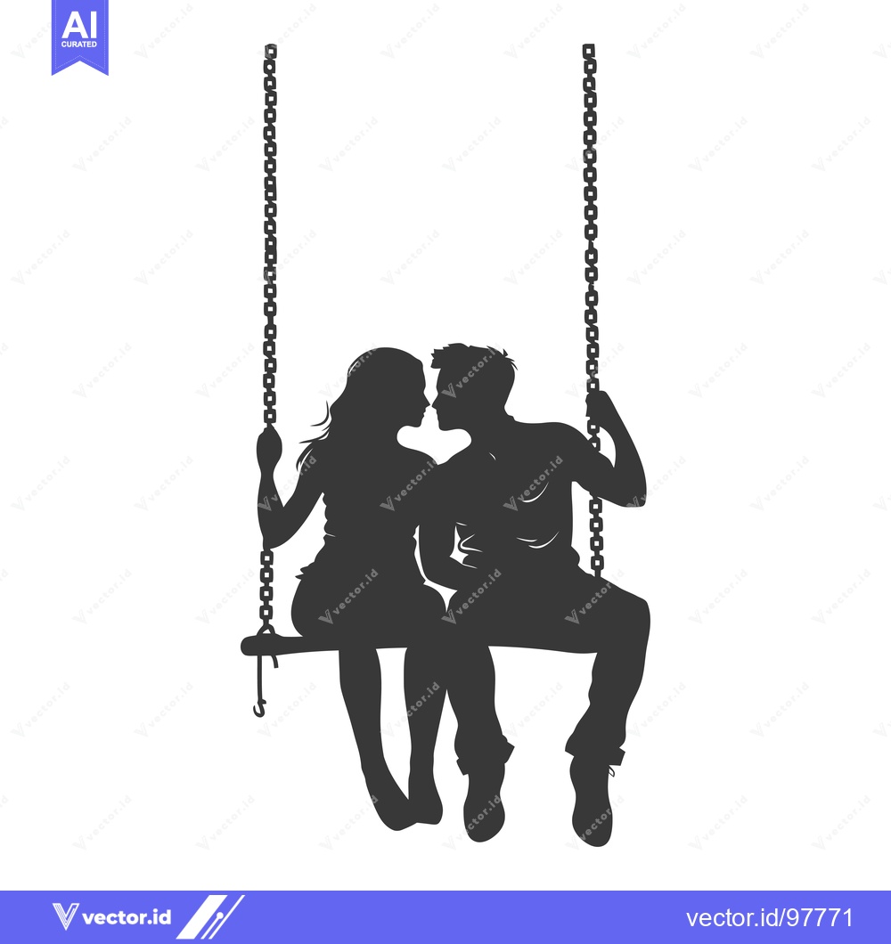 Premium Vector dari Silhouette of a Couple on a Swing Looking at Each Other