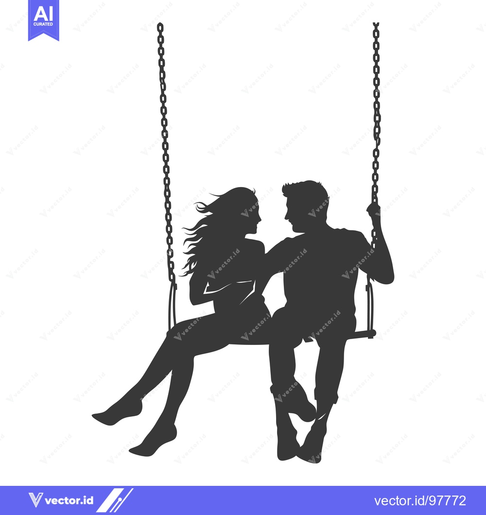 Premium Vector dari Silhouette of a Couple on a Swing Looking at Each Other