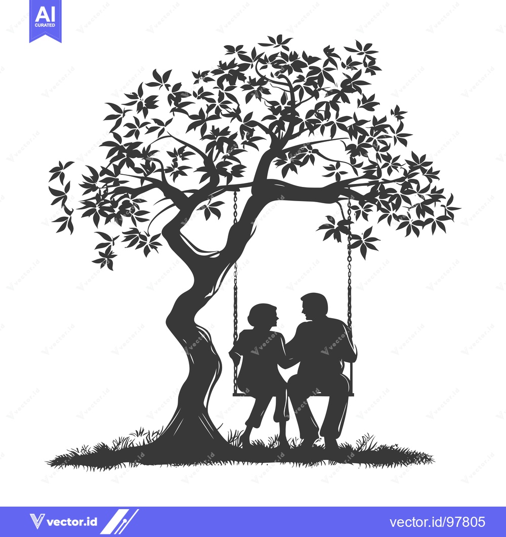 Premium Vector dari Silhouette of a Couple on a Swing Under a Tree