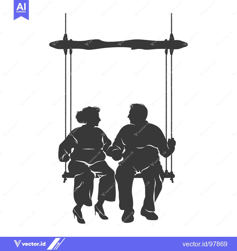 Premium Vector dari Silhouette of a Couple Sitting on a Swing