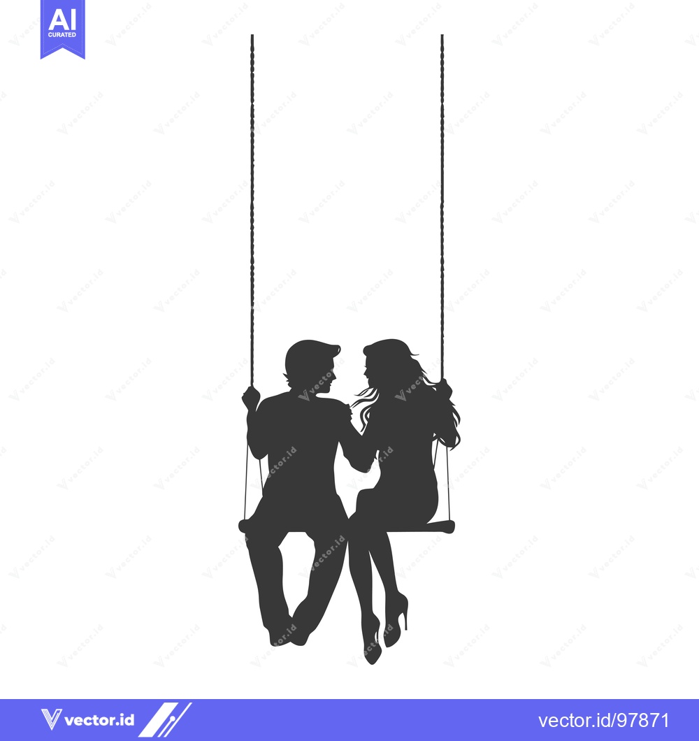 Premium Vector of Silhouette of a Couple Sitting on a Swing