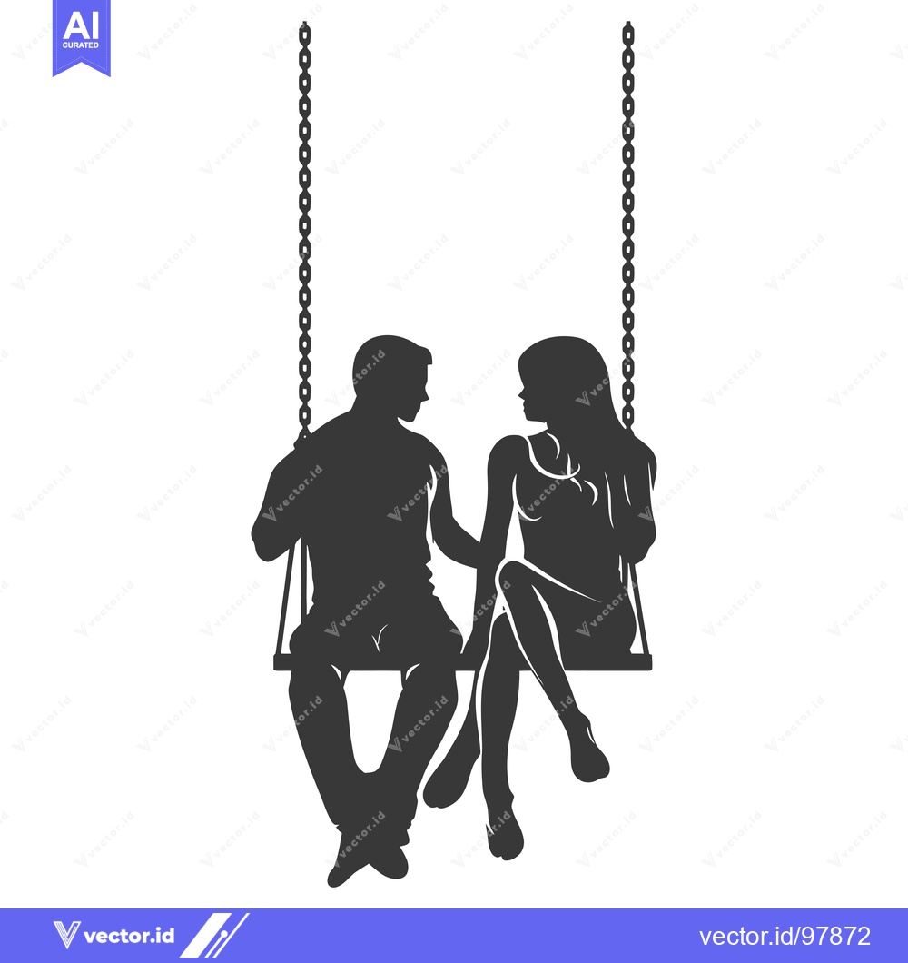 Premium Vector of Silhouette of a Couple Sitting on a Swing