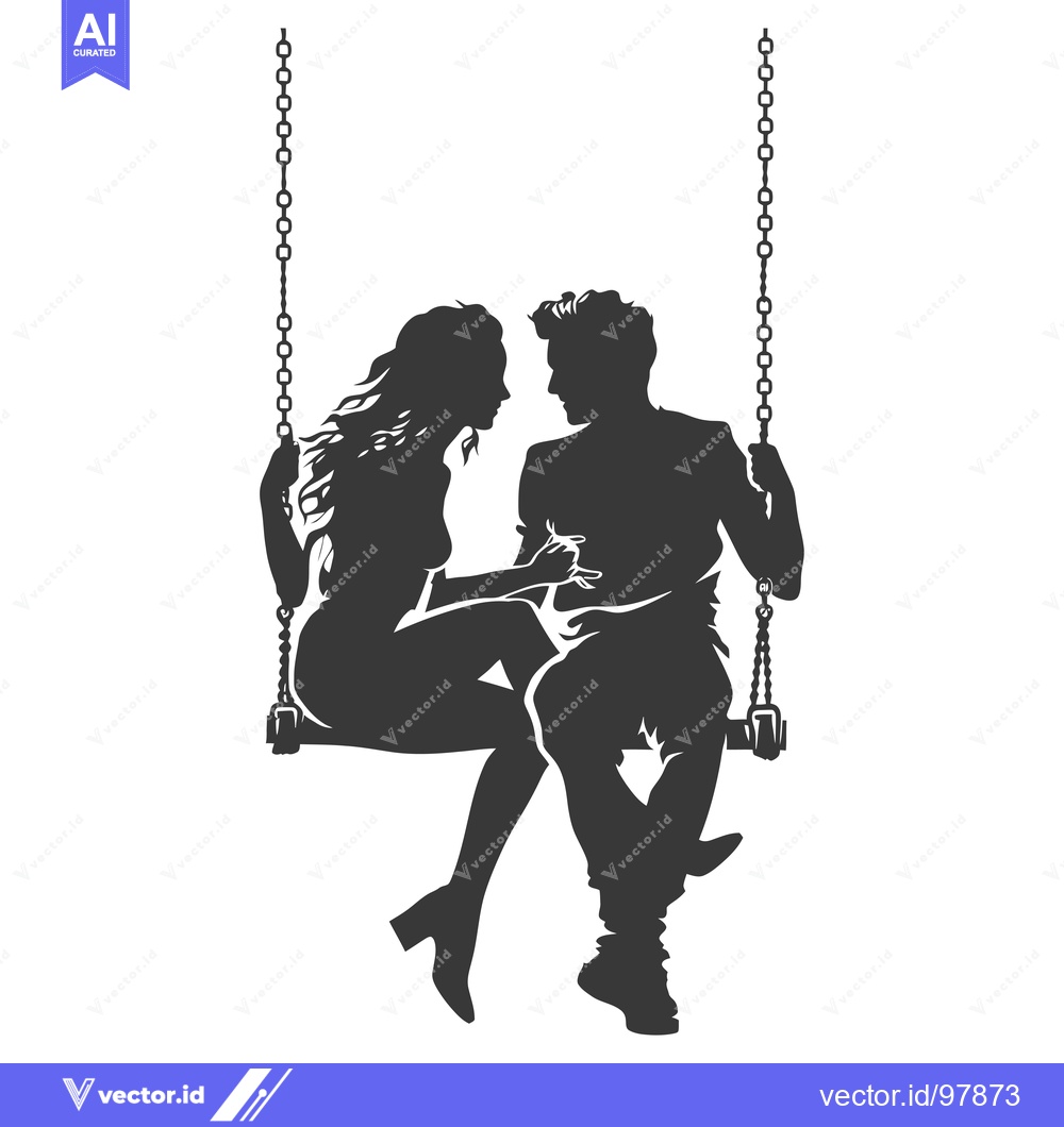 Premium Vector of Silhouette of a Couple Sitting on a Swing