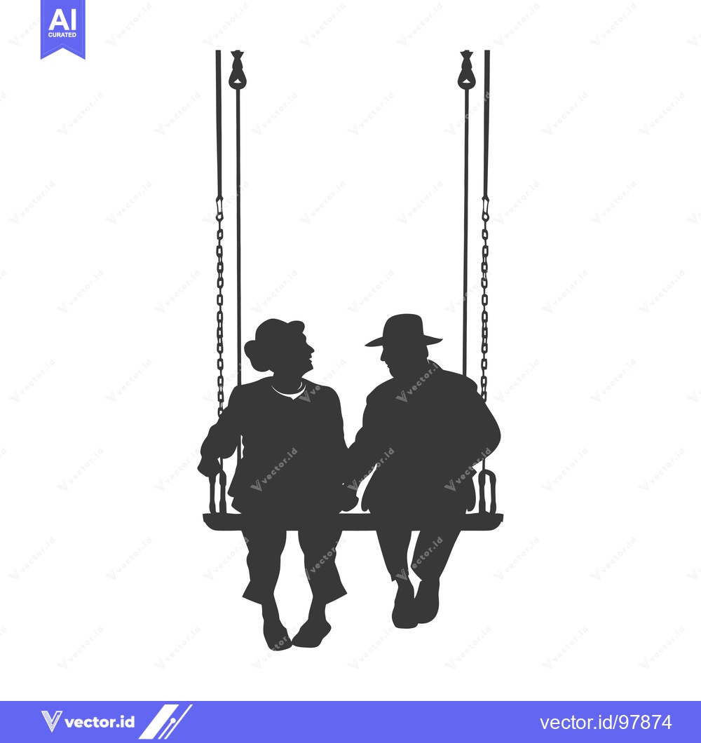 Premium Vector dari Silhouette of a Couple Sitting on a Swing